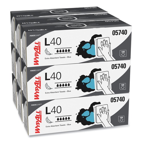 Facility Maintenance & Supplies | WypAll KCC 05740 L40 Pop-Up Box 9.8 in. x 16.4 in. Towels - Blue (9 Boxes/Carton, 100/Box) image number 0