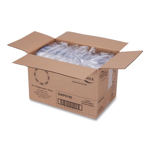 Bowls and Plates | WNA WNA DWP9180 9 in. Diameter Designerware Plastic Plates - Clear (10 Pack, 18 Packs/Carton) image number 0