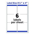 Office Jansan | Avery 95940 3.33 in. x 4 in. Shipping Labels-Bulk Packs for Inkjet/Laser Printers - White (6/Sheet, 250 Sheets/Box) image number 3