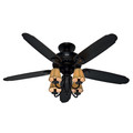 Ceiling Fans | Hunter 53095 54 in. Brushed Gold Basque Black Ceiling Fan with 4 Lights image number 0