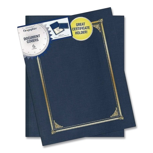 Office & Office Supplies | Geographics 45332H 12.5 x 9.75 Certificate/Document Cover - Navy Blue (6/Pack) image number 0