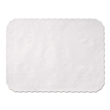 Hoffmaster 14 in. x 19 in. Anniversary Embossed Scalloped Edge Tray Mat - White (1000/Carton)