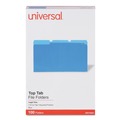 Office Jansan | Universal UNV10521 1/3 Cut Tab Legal Size Deluxe Colored Top Tab File Folders - Blue/Light Blue (100/Box) image number 0