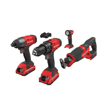 Factory Reconditioned Craftsman 20V Lithium-Ion Cordless 4-Tool Combo Kit with 2 Batteries (2 Ah)