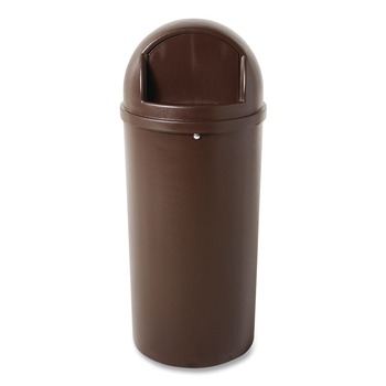 Rubbermaid Commercial Marshal 15-Gallon Plastic Round Classic Container - Brown
