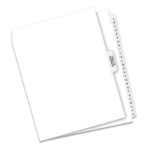 Office Jansan | Avery 11374 11 in. x 8.5 in. 27-Tab A to Z Avery Style Preprinted Legal Exhibit Side Tab Index Dividers - White (1-Set) image number 0