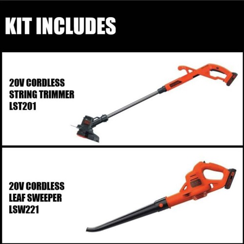 Black & Decker LCC222 20V MAX Lithium-Ion Cordless String Trimmer and  Sweeper Combo Kit with (2) Batteries (1.5 Ah)