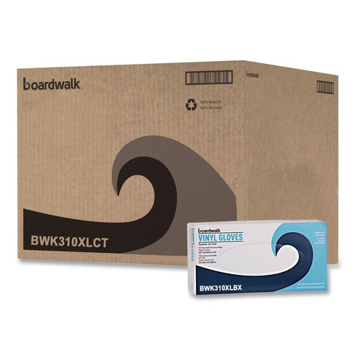 Office Jansan | Boardwalk BWK310XLCT 5 mil Thick 9.5 in. Long Powder-Free Synthetic Examination Vinyl Gloves - Extra Large, Cream (100/Box, 10 Boxes/Carton) image number 0