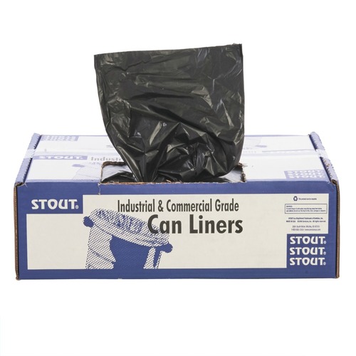 Trash Bags | Stout by Envision T3658B15 36 in. x 58 in. 1.5 mil. 60 Gallon Total Recycled Content Plastic Trash Bags - Brown/ Black (100/Carton) image number 0