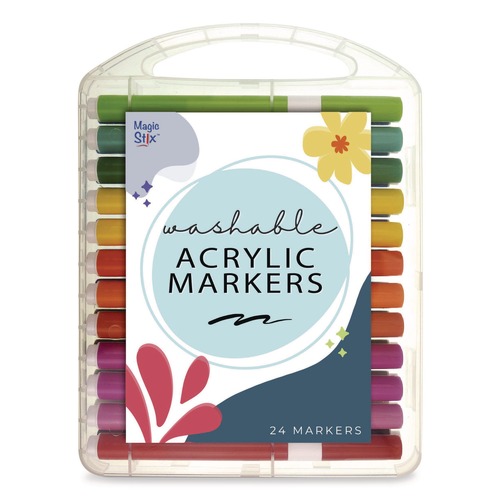 Markers | TPG Creations TPG498 Washable Fine Bullet Tip Acrylic Markers - Assorted Colors (24/Pack) image number 0