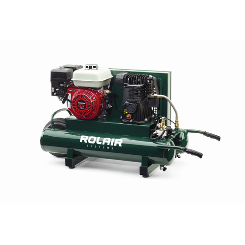 Rolair 6.5 HP Honda 1 Stage 9 Gallon Twin Tank Wheelbarrow Compressor 13.8 CFM 90 PSI