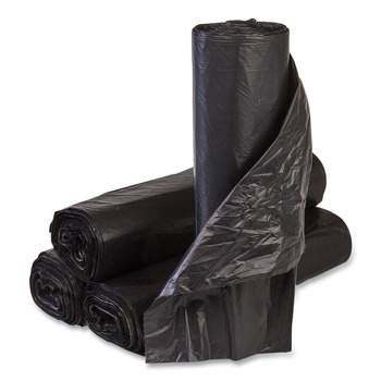 Inteplast Group 45 gal. 12 microns 40 in. x 48 in. High-Density Interleaved Commercial Can Liners - Black (25 Bags/Roll, 10 Rolls/Carton)