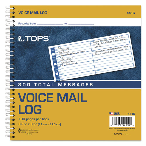 Office Jansan | TOPS 4416 8.5 in. x 8.25 in. Voice Message Log Books (800 Forms/Book) image number 0