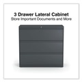 Office & Office Supplies | Alera 25507 42 in. x 18.63 in. x 40.25 in. 3 Legal/Letter/A4/A5 Size Lateral File Drawers - Charcoal image number 4