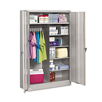 Tennsco 48 in. x 24 in. x 78 in. Jumbo Combination Steel Storage Cabinet - Light Gray