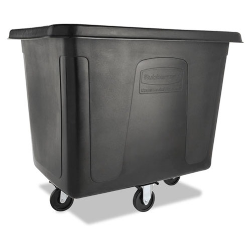 Trash & Waste Bins | Rubbermaid Commercial FG461600BLA 119.7 gal. 500 lbs. Capacity Plastic/Metal Cube Truck - Black image number 0