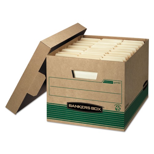 Office Jansan | Bankers Box 1277008 12.5 in. x 16.25 in. x 10.25 in. STOR/FILE Medium-Duty 100% Recycled Letter/Legal Storage Boxes - Kraft (20/Carton) image number 0