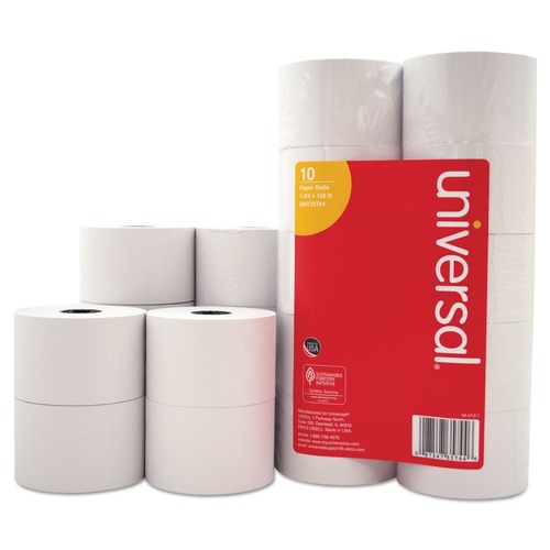 Universal UNV35744 1.75 in. x 138 ft., 0.5 in. Core, Impact and Inkjet Print Bond Paper Rolls - White (10/Pack) image number 0