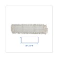 Mops | Boardwalk BWK1636 36 in. x 5 in. Disposable Cotton/Synthetic Dust Mop Head w/Sewn Center Fringe - White image number 2