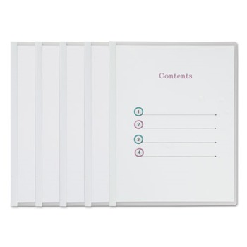 Universal UNV20564 20 Sheets, Clear View Report Cover with Slide-on Binder Bar - White (25/Pack)