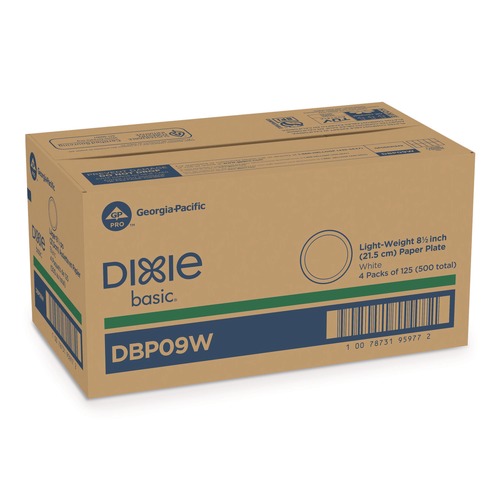  | Dixie DBP09W 8.5 in. Paper Dinnerware Plates - White (4 Packs/Carton) image number 0