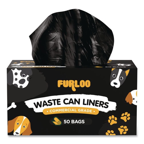 Trash & Waste Bins | Furloo FLO22 26 in. x 33 in. 13-Gallon Open-Face Heavy Duty Dog Waste Station Can Liners - Black image number 0