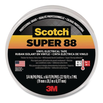 3M Scotch 88 0.75 in. x 66 ft. Super Vinyl Electrical Tape - Black (1-Roll)