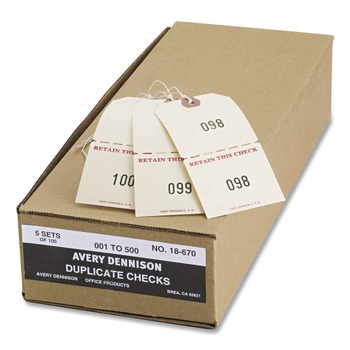 Avery 4.75 in. x 2.38 in. 1-500 Duplicate Auto Park Tags - Manila (500/Box)