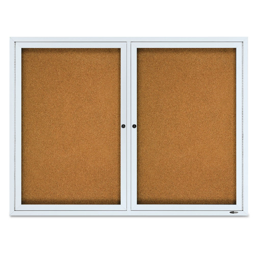 Quartet 2124 Enclosed Cork Bulletin Board, Cork/fiberboard, 48-in X 36-in, Silver Aluminum Frame image number 0