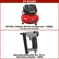 Porter-Cable C2002-US58 0.8 HP 6 Gallon Oil-Free Pancake Air Compressor and 22 Gauge 3/8 in. Upholstery Stapler Bundle image number 1