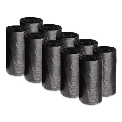 Cleaning & Janitorial Supplies | Boardwalk H4823RKKR01 10 Gallon 0.35 mil 24 in. x 23 in. Perforated Roll Low-Density Waste Can Liners - Black (50 Bags/Roll, 10 Rolls/Carton) image number 0