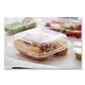 Food Trays, Containers, and Lids | Pactiv Corp. YCI811230000 Clearview 3-Compartment 5 oz. / 14 oz. Hinged Lid Food Containers - Clear (200/Carton) image number 5