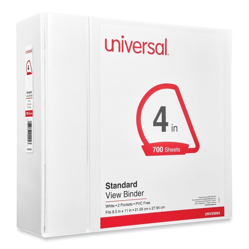 Office Jansan | Universal UNV20994 4 in. Capacity 11 in. x 8.5 in. 3-Slant-Ring View Binder - White image number 0