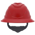  | MSA 10215829 V-Gard C1 Fas-Trac III Full Brim Vented Hard Hat - Red image number 1