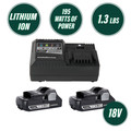 Metabo HPT UC18YSL3SM (2) 18V Compact 3 Ah Lithium-Ion Batteries and Rapid Charger Kit image number 5