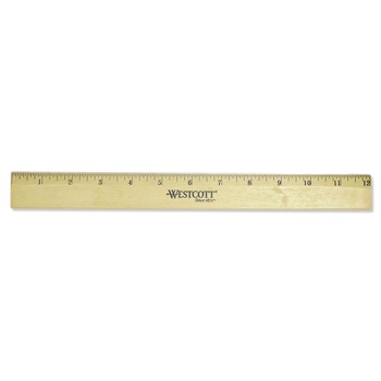 Westcott 12 in. Long Standard Wood Ruler with Single Metal Edge