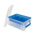 Office Jansan | Advantus 37371 6 Sections 10.38 in. x 14.25 in. x 6.5 in. Super Stacker Divided Storage Box - Clear/Blue image number 3