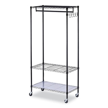Alera ALEGR363618BL 36 in. W x 18 in. D x 75 in. H 30 Garments Wire Shelving Garment Rack - Black