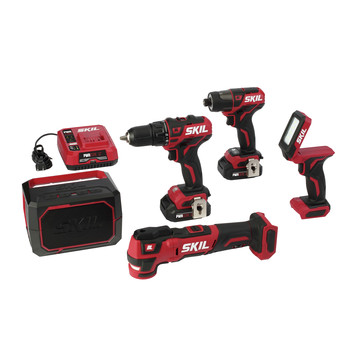 Skil 12V PWRCORE12 Brushless Lithium-Ion Cordless 5-Tool Combo Kit with PWRJUMP Charger and 2 Batteries (2 Ah)