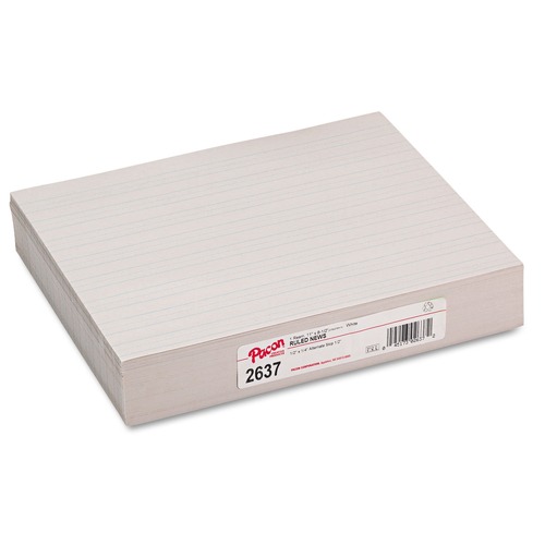 Pacon 2637 Skip-A-Line 1/2 in. Two-Sided Long Rule 8.5 in. x 11 in. Newsprint Paper - White (500/Pack) image number 0