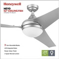 Ceiling Fans | Honeywell 51802-45 52 in. Remote Control Contemporary Indoor LED Ceiling Fan with Light - Pewter image number 2