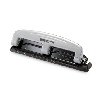 PaperPro 2101 Ez Squeeze Three-Hole Punch, 12-Sheet Capacity, Black/silver