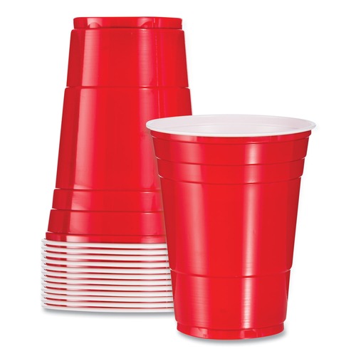 Just Launched | Dart P16R 16 oz. Plastic Party Cold Cups - Red (1000/Carton) image number 0