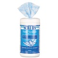 Hand Wipes | SCRUBS 90985 1 Ply 6 in. x 8 in. Unscented Hand Sanitizer Wipes - Blue/White, (85/Canisters, 6 Canisters/Carton) image number 0