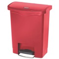 Trash & Waste Bins | Rubbermaid Commercial 1883564 Streamline 8-Gallon Front Step Style Resin Step-On Container - Red image number 0