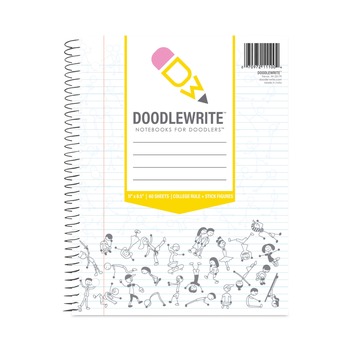Roaring Spring 11101 10.75 in. x 8.75 in. 50-Sheets 1-Subject Wide/Legal Rule DoodleWrite Notebooks - White Cover (24/Carton)