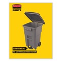 Trash & Waste Bins | Rubbermaid Commercial FG9W2100GRAY 65 Gallon Square Polyethylene Brute Rollout Heavy-Duty Waste Container - Gray image number 3