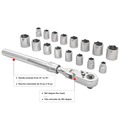 Socket Sets | Maximum CTI0582037 (17-Piece) 3/8 in. Drive CRV Nickel-Chrome Plating Flexhead Extendable Ratchet Socket Set image number 4