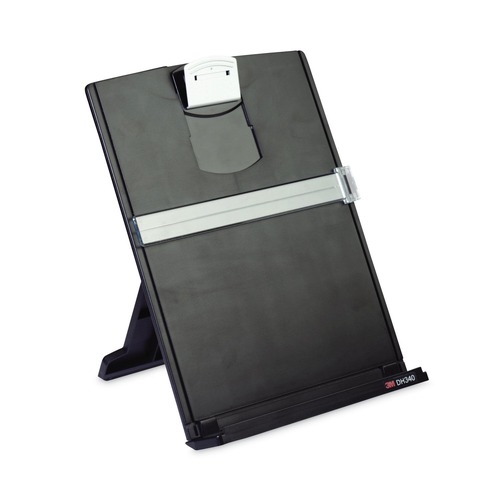 Office Jansan | 3M DH340MB 150 Sheet Capacity Fold-Flat Freestanding Desktop Plastic Copyholder - Black/Silver Clip image number 0