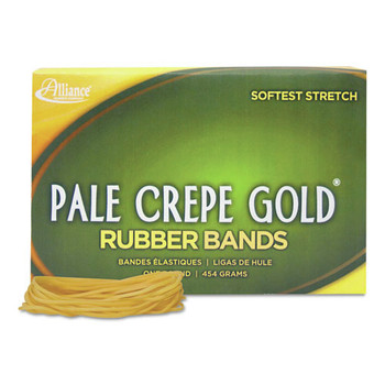 Alliance 20195 Pale Crepe Gold Rubber Bands, Size 19, 0.04 in. Gauge, Crepe, 1 Lb Box, (1890-Piece/Box)